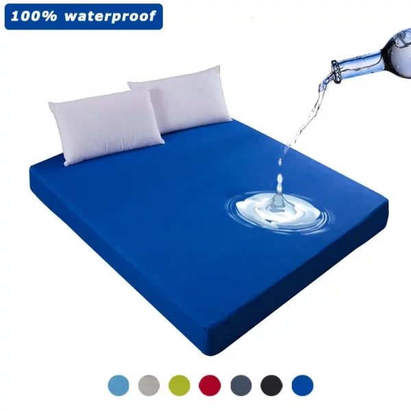100% Waterproof Solid Bed Fitted Sheet - Image 2