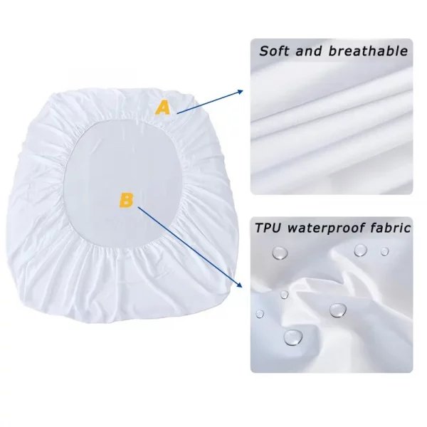 100% Waterproof Solid Bed Fitted Sheet - Image 3