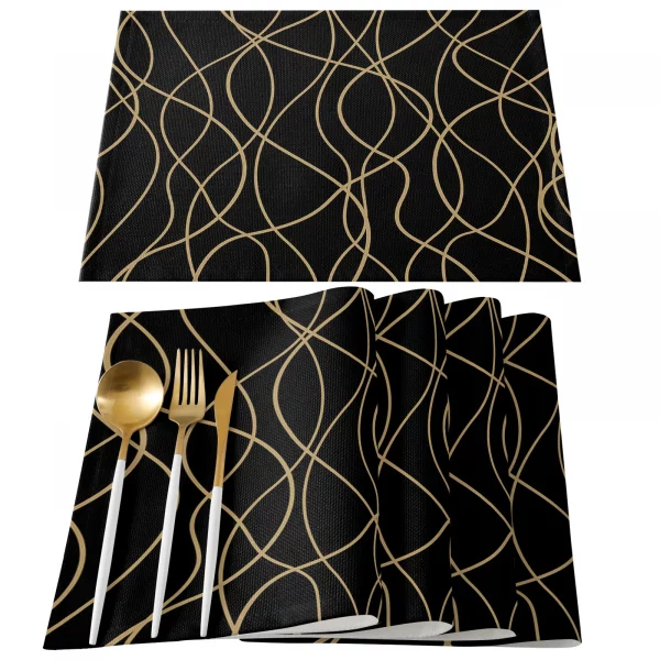 4/6pcs Placemats Lines Modern Art - Image 2