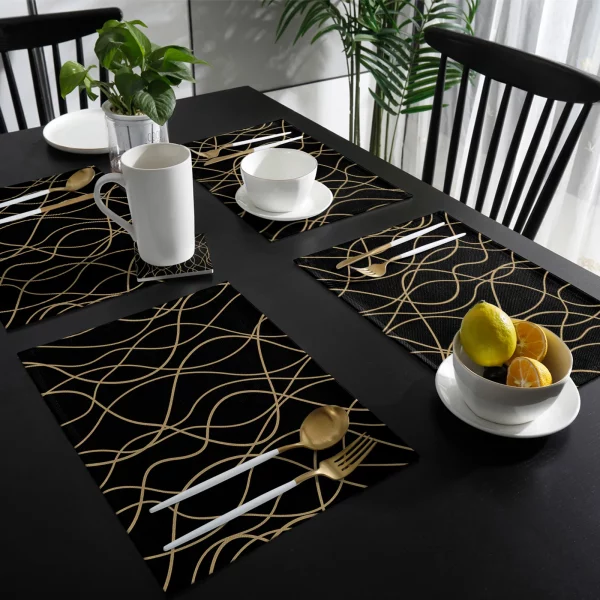 4/6pcs Placemats Lines Modern Art - Image 4