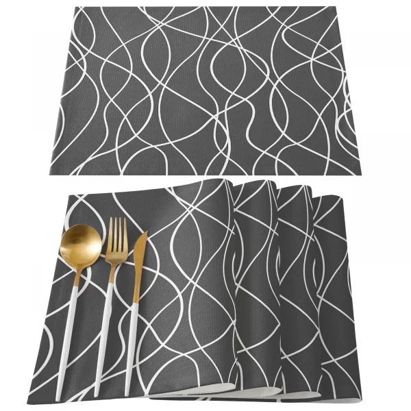 4/6pcs Placemats Lines Modern Art - Image 5