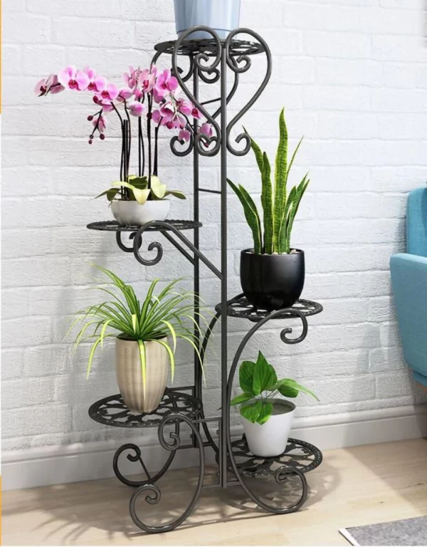 5 Potted Rounded Flower Metal Shelv - Image 2