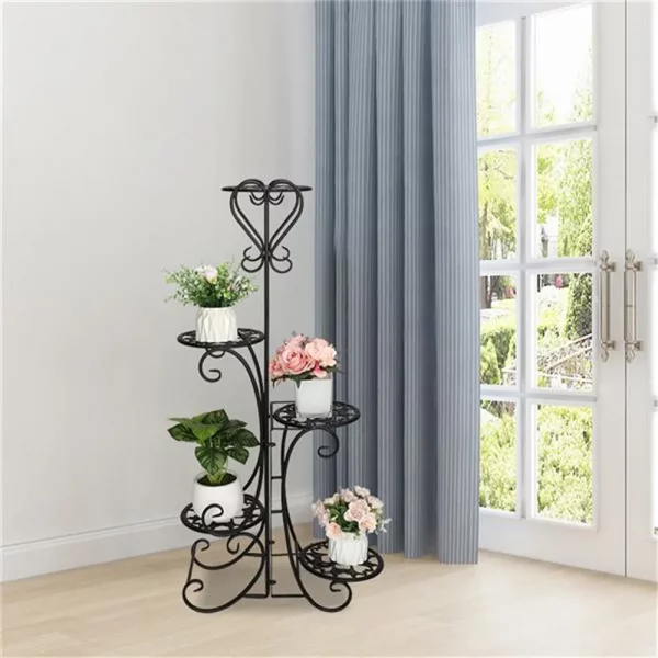 5 Potted Rounded Flower Metal Shelv - Image 4