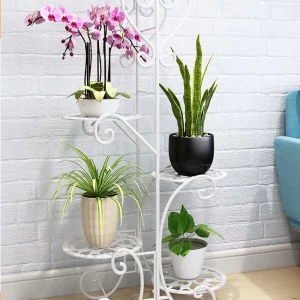 5 Potted Rounded Flower Metal Shelv