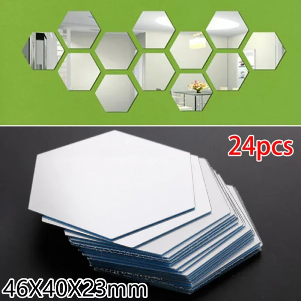 9/16/24PCS Mirror Wall Sticker Square - Image 4
