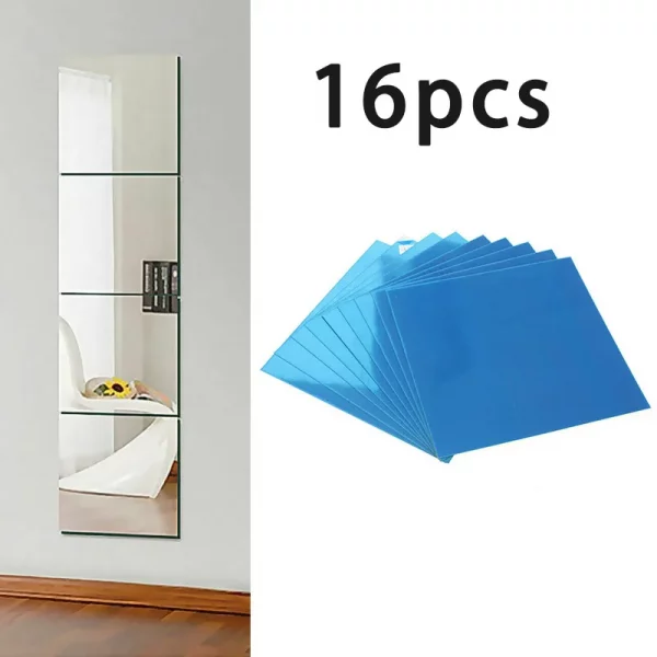 9/16/24PCS Mirror Wall Sticker Square