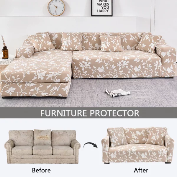 Floral Printed Slipcovers Stretch Plaid - Image 5