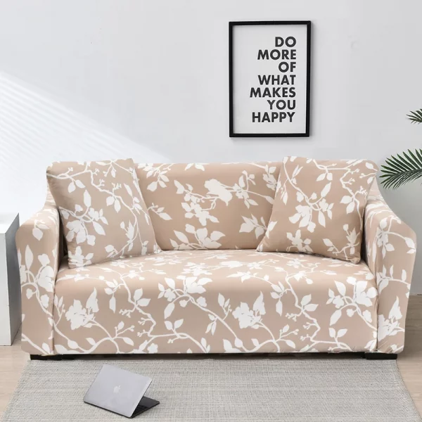 Floral Printed Slipcovers Stretch Plaid