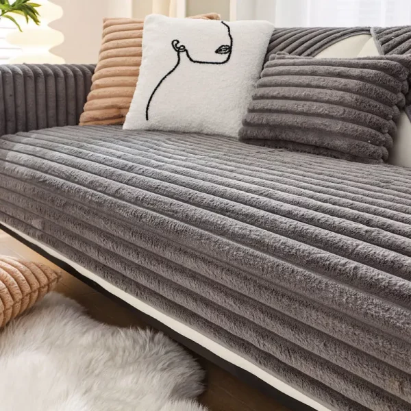 Rabbit Plush Straight Strip Couch Cover - Image 4