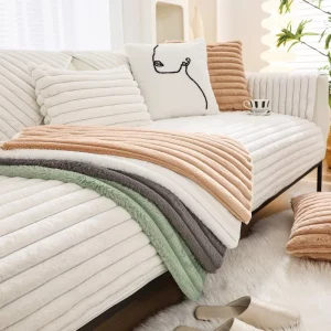 Rabbit Plush Straight Strip Couch Cover