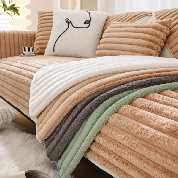 Rabbit Plush Straight Strip Couch Cover - Image 6