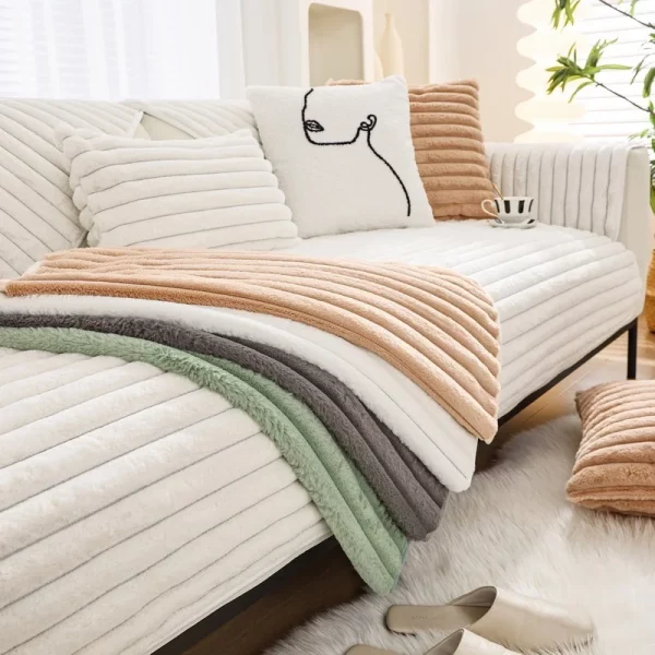 Rabbit Plush Straight Strip Couch Cover