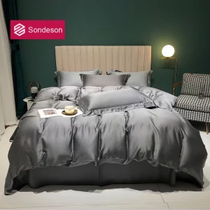 Luxury 100% Silk Dark Gray Bedding Set