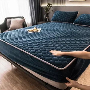 Thick Quilted Plush Double Bed Fitted Sheet