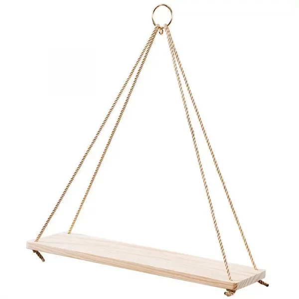 Wooden Rope Swing Wall Hanging Plant Flower Pot - Image 5